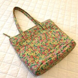Quilted Floral Tote Bag